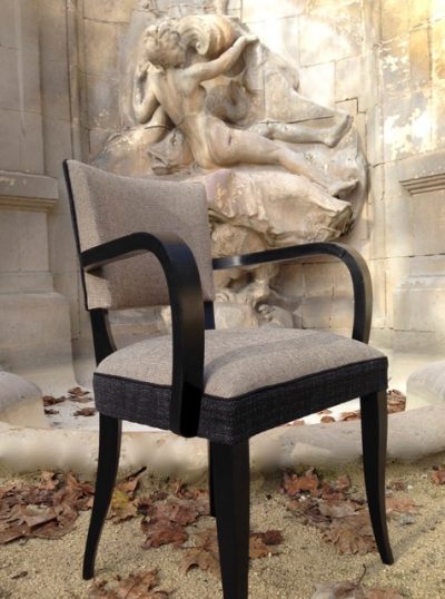 Fauteuil bridge de 1967 rénové Fauteuil bridge de 1967 rénové, vu de profil. Tissu : Casal Aqua clean